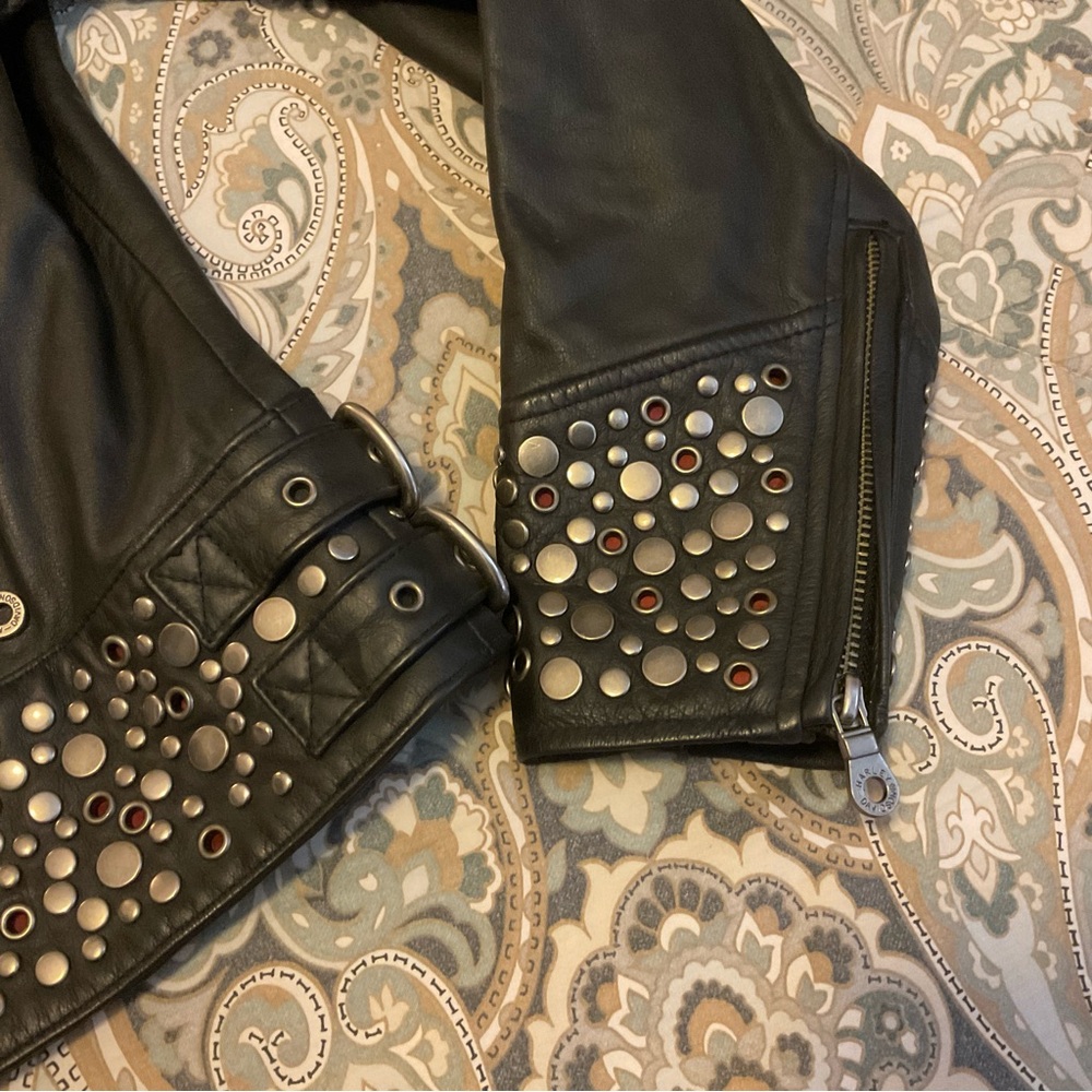 Mint Vintage Harley Davidson An American Legend Studded Leather Moto Jacket Sz S - Picture 8 of 16